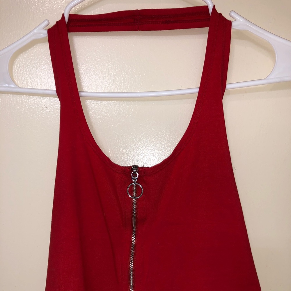red cropped halter top